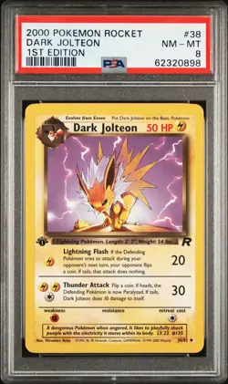 2000 POKEMON ROCKET 1ST ED #38 DARK JOLTEON PSA 8 - Image 1