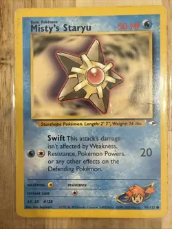 Pokemon Misty’s Staryu Vintage Gym Heroes Pokemon Card #90/132 - Image 1