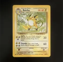 Pokemon TCG Raichu Base Set 14/102 Holo Rare 1999 Wizards Copyright Card - Image 1