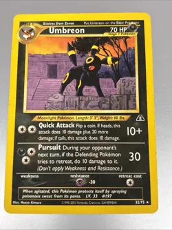 Pokemon TCG Umbreon 32/75 Neo Discovery Rare 70 HP Regular English Card - Image 1