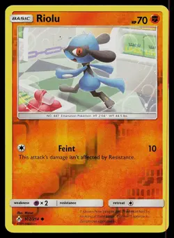 Pokemon Card Unbroken Bonds Riolu 102/214 Common Reverse Holo - Image 1