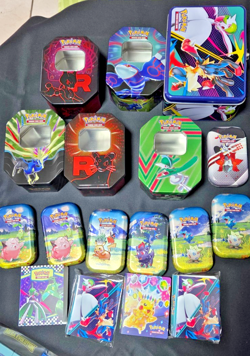 Pokemon TCG Tins Empty Mini Tins Bundle pocket binders job a lot - Image 1