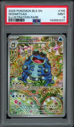 2025 Pokemon Black Bolt Seismitoad 105/086 PSA 9 Mint Illustration Rare - Image 1