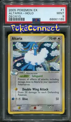 PSA 9 MINT Pokemon Altaria Holo Rare 2005 ex Deoxys #1/107 SWIRL! - Image 1