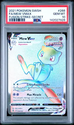 2021 POKEMON FUSION STRIKE MEW VMAX SECRET RAINBOW RARE #268/264 PSA 10 - Image 1