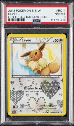 2013 POKEMON B&W LEGEND TREASURES RADIANT COLL #RC14 EEVEE PSA 8 - Image 1