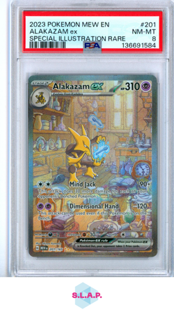 ALAKAZAM EX SPECI4L ILLUSTRATION RARE POKEMON MEW EN-151 2023 201 PSA 8 - Image 1