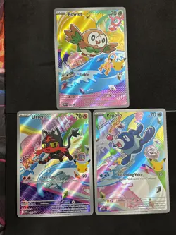 Pokemon First Partner Illustration Collection Rowlet, Litten, Popplio - Image 1
