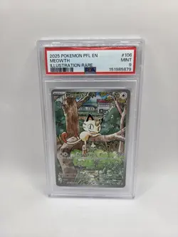2025 POKEMON PFL EN-PHANTASMAL FLAMES ILLUSTRATION RARE MEOWTH 106 PSA 9 - Image 1
