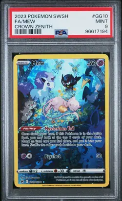 2023 POKEMON SWORD & SHIELD CROWN ZENITH #GG10 FULL ART/MEW PSA 9 - Image 1