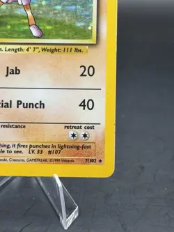 Hitmonchan 7/102 Pokemon Base Set Unlimited Holo Rare (MP) - Image 2