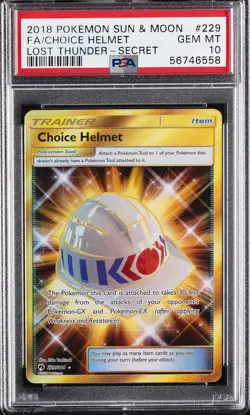 2018 POKEMON SUN & MOON LOST THUNDER SECRET #229 FULL ART/CHOICE HELMET PSA 10 - Image 1
