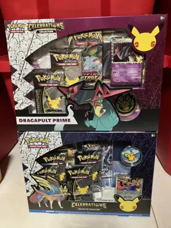 Pokemon Celebrations Zacian Deluxe Pin Collection & Dragapult Prime Collection - Image 1