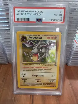 1st Edition Aerodactyl Holo - 1999 Pokemon Fossil - 1/62 PSA 8 NEAR MINT - Image 1