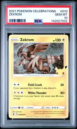 2021 Pokemon Celebrations Zekrom 010/025 PSA 10 Gem Mint Holo Anniversary - Image 1