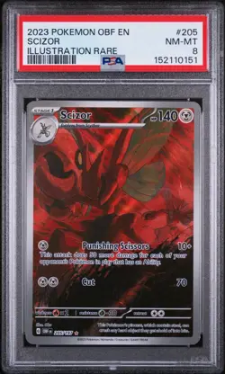 Pokemon TCG Scizor PSA 8 Obsidian Flames 205 Illustration Rare Obsidian Flames - Image 1