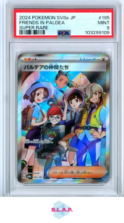 FRIENDS IN PALDEA POKEMON 195/187 2024 TERASTAL FESTIVAL FULL ART JPN PSA 9 - Image 1