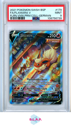 FA/FLAMARA V FLRN.VMX.PRM.COLL-GER POKEMON SWSH BLCK STR PRM 2021 179 PSA 9 - Image 1