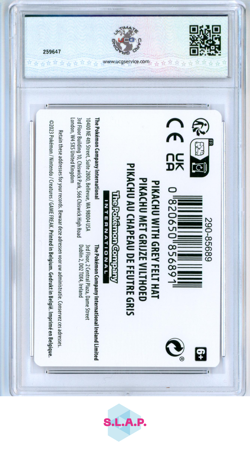 VINCENT VAN GOGH GREY FELT HAT POKEMON INSERT CARD 2023 PIKACHU ENG UCG 10 - Image 2