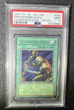 PSA 9 - Yu-Gi-Oh Card - LOB-065 - GRAVEDIGGER GHOUL (rare) *1st Edition* - MINT - Image 1