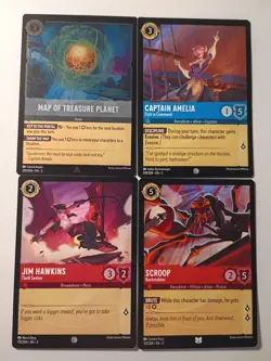 Lorcana Disney Treasure Planet 4 Cards 1 Cold Foil Map Of Treasure Planet201/204 - Image 1