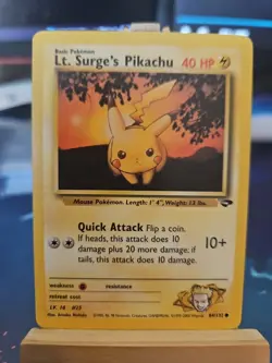 Pokemon TCG Lt. Surge's Pikachu Card #84/132 Gym Challenge, Regular Non-Holo NM - Image 1