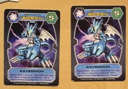 2 Digimon D-Tector EXVEEMON Cards 2002 Bandai, DT-39 Champion, 8D50N - Image 1