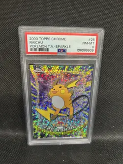 Raichu #26 - 2000 Topps Chrome TV Pokemon Card - Sparkle - PSA 8 NM-MT - Image 1