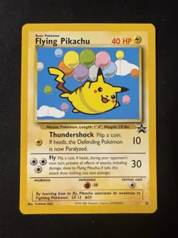 Flying Pikachu Promo #25 Pokemon TCG WOTC Black Star Vintage 2001 Rare Card - LP - Image 1