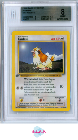 PIDGEY C 1999 POKEMON BASE 1ST EDITION GERMAN 57 BGS 8.0 - Image 1