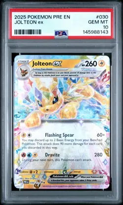 PSA GEM MT 10 - 2025 POKEMON PRE EN-PRISMATIC EVOLUTIONS 030 JOLTEON ex - Image 1