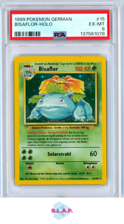 BISAFLOR-HOLO POKEMON GERMAN 1999 15 PSA 6 - Image 1