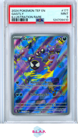 GASTLY ILLUSTRATION RARE POKEMON TEF EN-TEMPORAL FORC3S 2024 177 PSA 9 - Image 1
