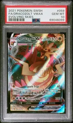 DRACOZOLT VMAX #059 PSA 10 • 2021 POKEMON SWORD & SHIELD EVOLVING SKIES FULL ART - Image 1
