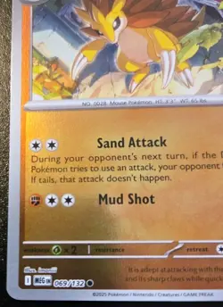 Sandslash 069/132 Reverse Holo Common Mega Evolution Pokemon TCG - Image 4