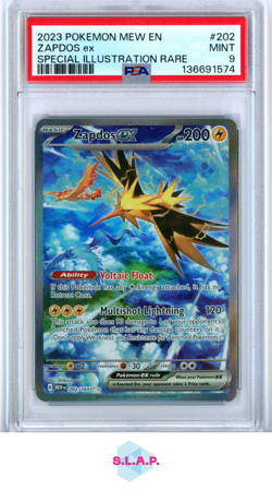 ZAPDOS EX SPECI4L ILLUSTRATION RARE POKEMON MEW EN-151 2023 202 PSA 9 - Image 1