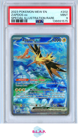 ZAPDOS EX SPECI4L ILLUSTRATION RARE POKEMON MEW EN-151 2023 202 PSA 9 - Image 1