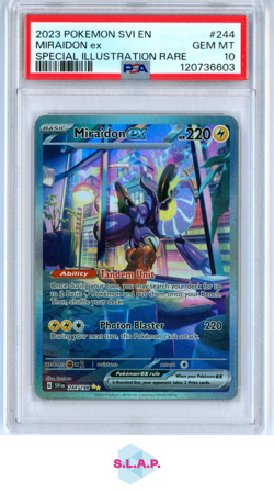 MIRAIDON EX SPECI4L ILL RARE POKEMON SVI EN-SCARLET & VIOLET 2023 244 PSA 10 - Image 1