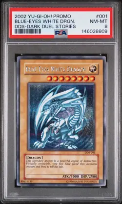 2002 YU-GI-OH! PROMO DDS-DARK DUEL STORIES #001 BLUE-EYES WHITE DRAGON PSA 8 - Image 1