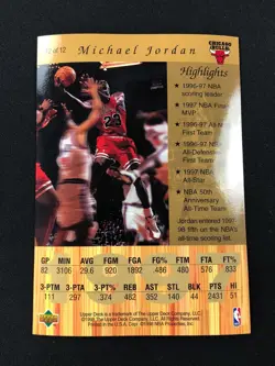 UPPER DECK MICHAEL JORDAN GOLD SERIES OVERSIZED CARD! 1997 - Image 2