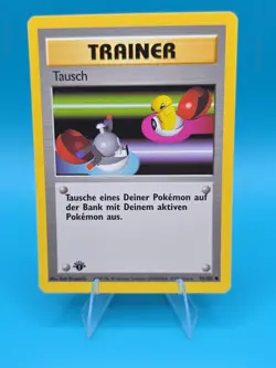 POKEMON Card GERMAN BASE SET 1st Edition TRAINER "TAUSCH" #95/102 Common NM! - Image 1