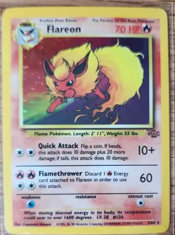 Pokemon TCG Flareon Jungle Holo Card 3/64 Unlimited Rare LP - Image 1