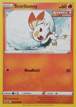 026/198 SCORBUNNY | COMMON | CHILLING REIGN POKEMON CARD - Image 1