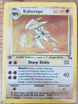1st Edition Kabutops 9/62 Fossil Set Holo Rare Vintage 1999 Pokemon Card - NM - Image 1