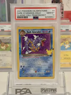 Pokemon TCG Dark Gyarados Holo Card 8/82 Celebrations Classic Collection PSA 10 - Image 1