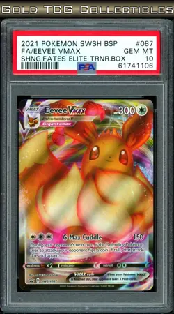 PSA 10 ⭐ Pokemon Eevee VMAX ETB Promo SWSH087 087 Black Star Shining Fates - Image 1