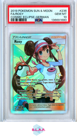FA/ROSY COSMIC ECLIPSE-GERMAN POKEMON SUN & MOON COSMIC ECLIPSE 2019 236 PSA 10 - Image 1