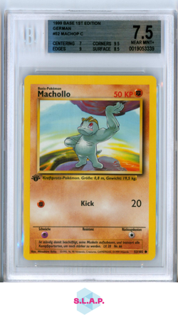 MACHOP C 1999 POKEMON BASE 1ST EDITION GERMAN 52 BGS 7.5 - Image 1