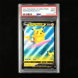 PSA 9 MINT 2021 Pokemon ENG Surfing Pikachu V 008/025(2) - Image 1