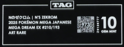 2025 Pokemon Mega Dream Japanese 210/193 N's Zekrom Art Rare TAG 10 (973) - Image 3